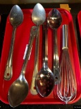 Lot of 6, 3 Stainless Steel Serving Spoons, 1 Whisk, 2 SS Perferated Spoons