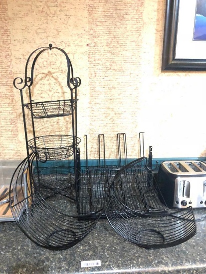 Wrought Iron Banana Racks, 3-Tier Fruit Rack, Stand