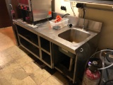 Stainless Steel Wait Service Station w/ Deep Well Sink & Storage 60in w. x 28in d. x 32in h.