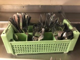 Silverware Caddy w/ Stainless Steel NSF Forks and Butter Knives, Few Spoons