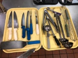 Cooking Utensils: Knives, Forks, Ladels, Whisks, Tongs, Scoop, Sharpener