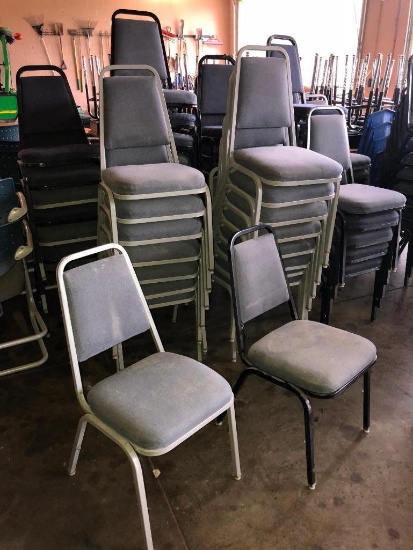 Lot of 80, Adirondack Direct Stacking Chairs, Metal Frame, Fabric Seat/Back, Mfg. 1999