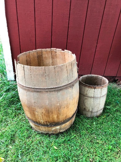 Lot of 2 Wooden Nail Kegs