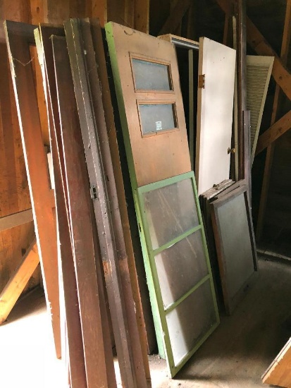 Huge Assortment of Old Lumber, Old Windows and Wood Salvage, Located in Two Buildings