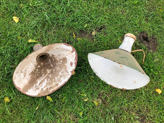 Lot of 2 Porcelain Farm Lights, Unique Shape, Outdoor