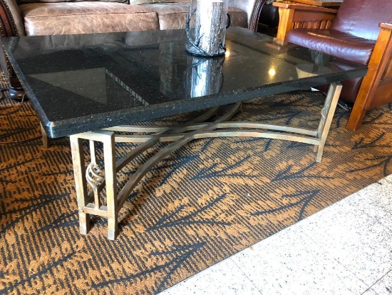 Granite Top, Iron Frame Coffee Table 36in x 52in
