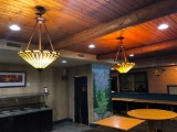 Lot of 3 Hanging Stained Glass Light Fixtures, Buyer to Remove and Cap Wires