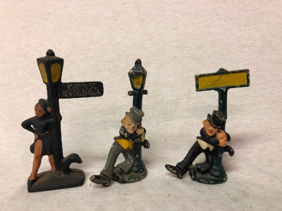 Lot of 3 - Cast Iron Figures with Posts