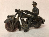 Hubley Champion Cast Iron Twin Cyl Motorcycle with Officer