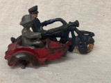 Hubley Cast Iron Blue Motorcycle with Side Car