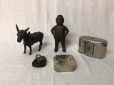 Lot of 5 Various Cast Iron pieces and Banks