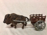 Cast Iron Buffalo with Wagon