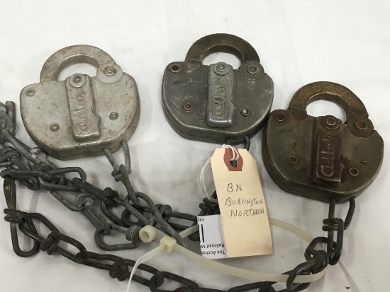 Lot of 3 BN - Burlington Route Adlake Railroad Padlocks