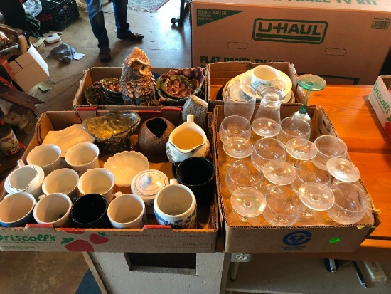 3 Boxes of Glassware, Grape Shaped Dishes