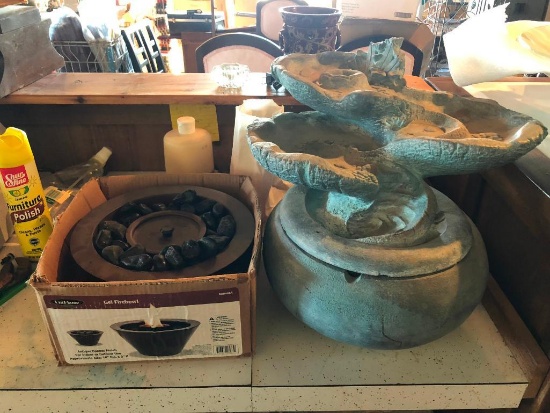 Concrete or Stone Fountain, Gel Firebowl