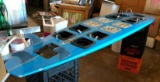 Custom Made Surf Board Condiment Bar w/ Inserts to Fit 1/6 Size Pans w/ Pans & Cold Pans