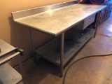 Stainless Steel Prep Table w/ Under Shelf, 84in x 34in x 30in