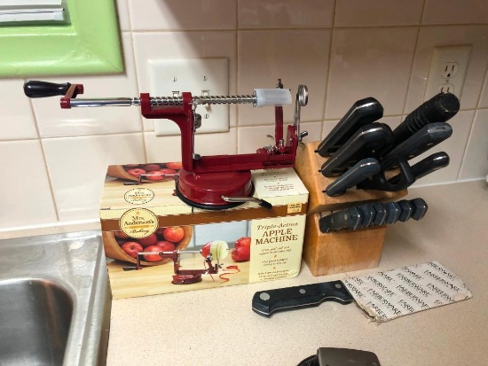Faberware Cutlery Set, Knife Block, And Triple Action Apple Machine