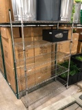 Lot of 5, NSF Chrome Stationary Wire Shelving Units, 18in x 48in x 74in
