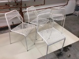 Set of 4, Blue Dot White Hot Mesh Metal Chairs, Open Stock
