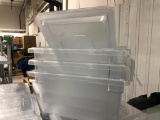 Lot of 3 Cambro 12in x 18in x 9in NSF 4.75 Gallon Clear Plastic Food Storage Boxes w/ Lids