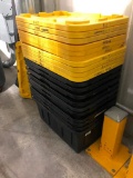 Lot of 10 - 27 Gallon Tough Boxes Plastic Totes w/ Lids, Black/Yellow