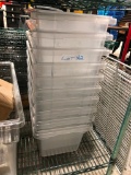 Lot of 10 Cambro 12in x 18in x 9in NSF 4.75 Gallon Clear Plastic Food Storage Boxes, NO LIDS, Plus
