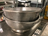 Lot of 2 Duraware Aluminum Large Colanders, 17in x 7.5in ea