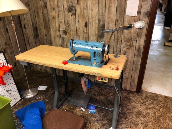 Singer Model 21-33 Professional Sewing Machine on Stand, Industrial Style