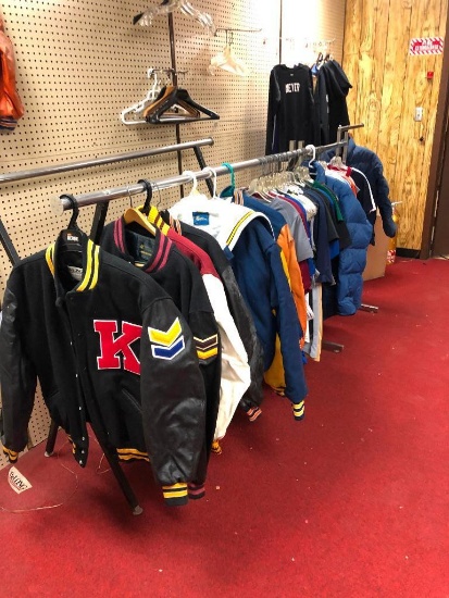 Misc. Jackets & Athletic Shirts w/ 3 Racks