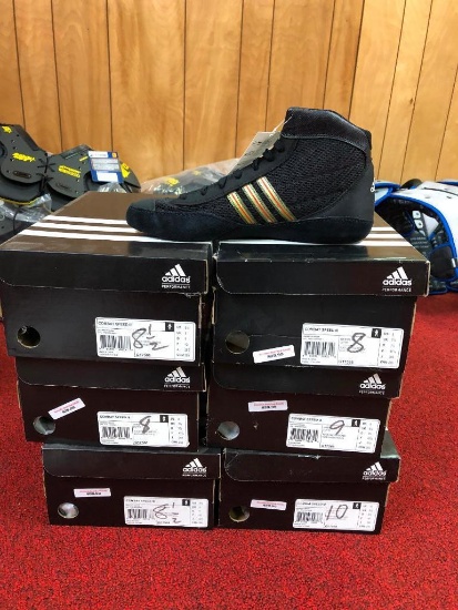 6 Pairs of NOS Adidas Wrestling Shoes - Combat Speed III - Size (2) 8s, (2) 8.5s, 9, 10