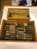 2 Boxes of Brass Letters Stamp Plates & Trophy Plates
