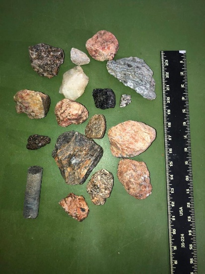 Pyrite, Quartz, Core Sample, Misc. Agates, 17 Pieces