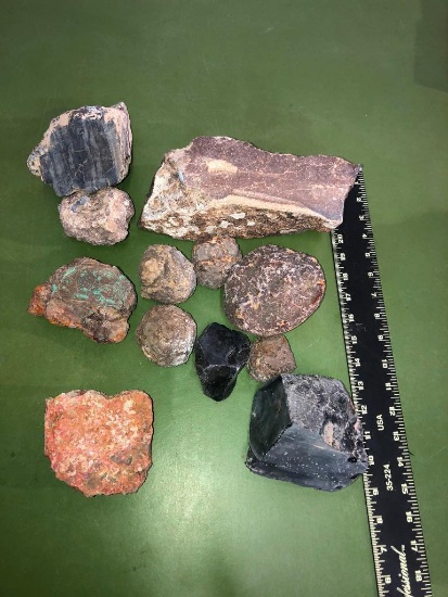 Thunder Eggs, Obsidian, Misc. Geodes 12 Pieces