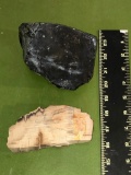 Obsidian, Petrified Wood, Lot of 2