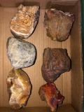 Lot of 6, Obsidian, Petrified Wood, Agate