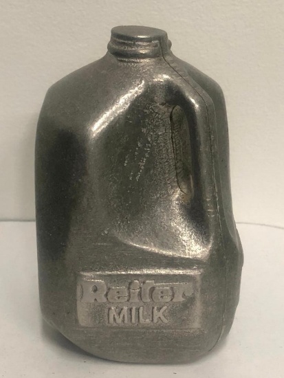 Reiter Milk 4.5in Milk Jug Metal Still Bank, Figural, no. 304 of 1200