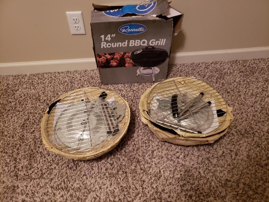 Quantity 2 Brand new Ronnelli 14" BBQ Grills w/ Plates