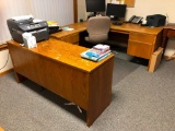 U-Shaped Wooden Office Desk w/ Chair