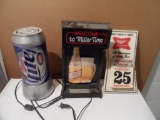 Miller Lite Lighted Can, Welcome to Miller Time 1970 Miller Calendar