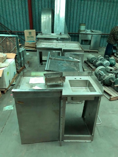 Lot of 4 Stainless Steel Prep Counters, Some w/ Sink Inserts
