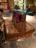 Lot of 5 Custom Made Leather Single Seat Bench/Booth, Western Theme, Iron & Composite Wood Base