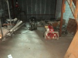 Contents of Room: Old Large Motors, Fans, Snowmobile, Rack