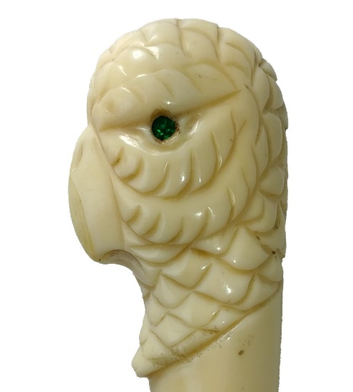 Interesting Carved Bone or Tusk Bird Cane
