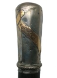 Sivler and Gold Day Cane on Wooden Shaft