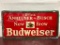 RARE Early Drink Anheuser-Busch New Brew Budweiser Metal Sign, 36in x 19in, St. Louis