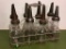 8 One Quart Glass Oil Bottles w/ Wire Carrying Rack, 3 Types of Bottles, Huffman, Marquette & Mass