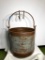 Primitive Wishing Well Bucket w/ 2 Hooks, Brass & Cast Iron Hardware, Metal Body, 12in x 15in