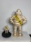 Contemporary Cast Iron Michelin Tire Man Figure and Ashtray w/ Michelin Man, 15in & 5.5in