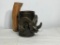 Solid Bronze Big Horn Ram Mug by Artist C. WAGNER c. 1979 (Signed), Very Heavy w/ Raw Wood Handle 6